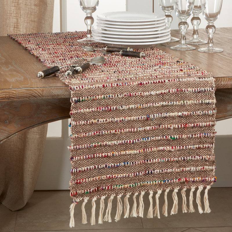 Multicolored Cord Design 100% Cotton Table Runner 16" W X 72" L