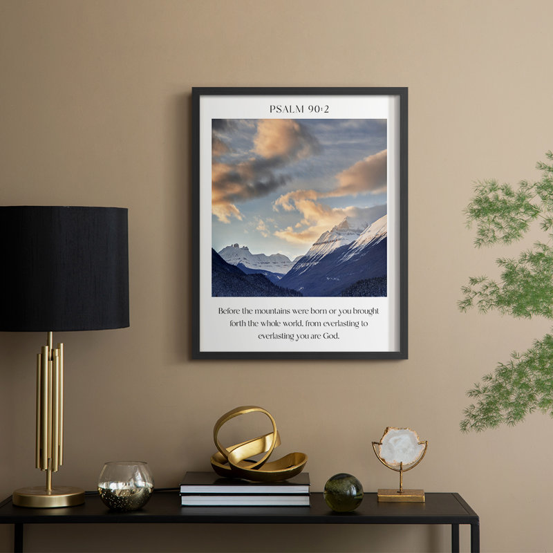 Psaume 90: 2, reproduction encadrée - bois massif, H 11 po x l 9 po, Noir, noir, noir, noir