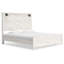 Très grand lit à panneau Hara avec 2 appliques murales, bois gris-blanc rustique clair-118778082-118778080