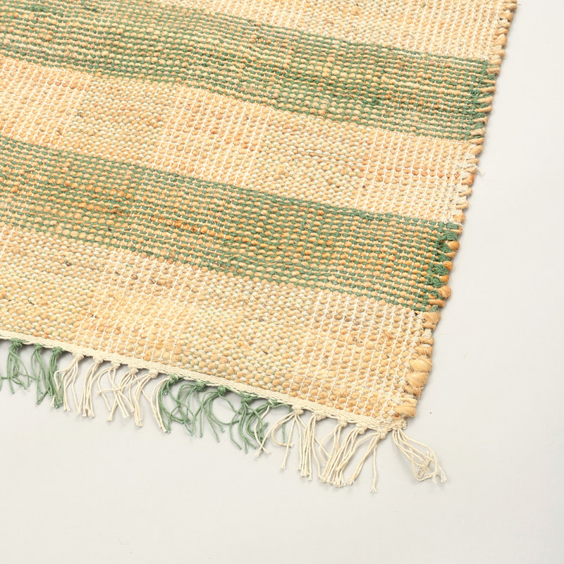 Tapis à motif écossais brun foncé en jute durable, 5 pi x 7 pi, Green