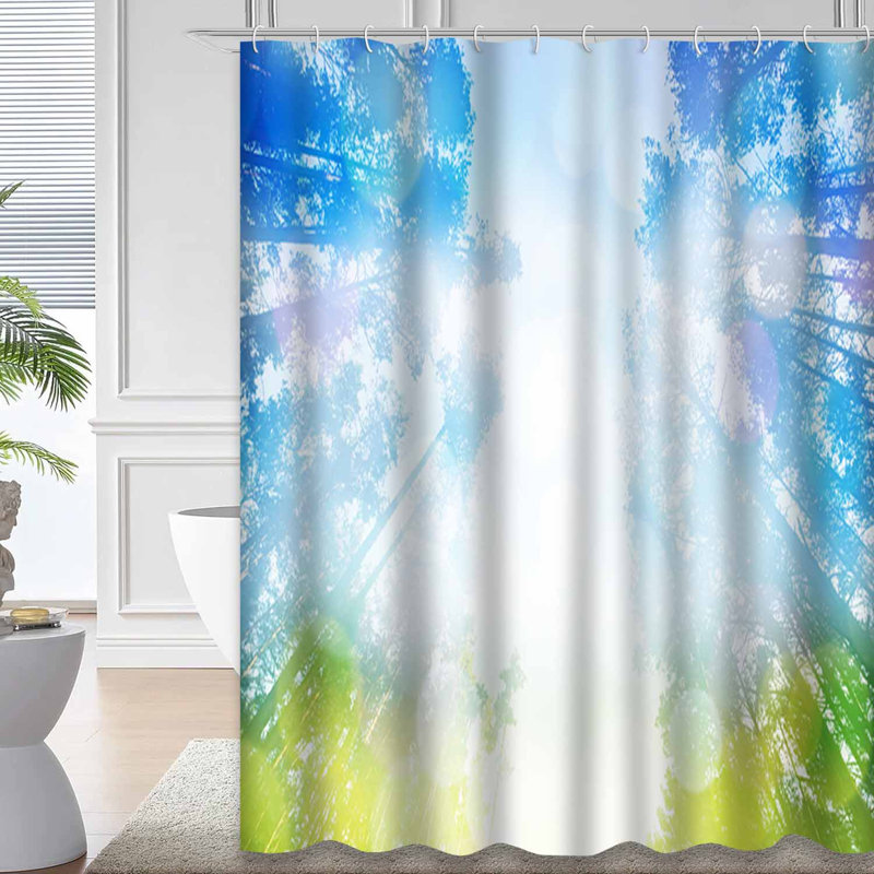 Rideau de douche abstrait vert clair avec 12 crochets, L 72 po x l 78 po