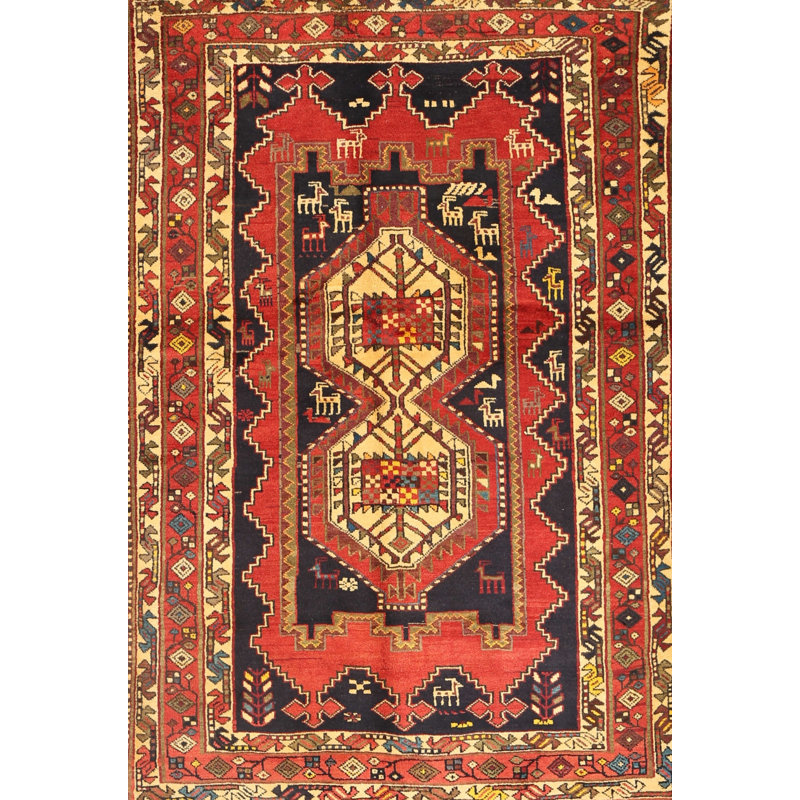 Tapis rouge / beige Southwestern, Rectangle 4 pi x 6 pi
