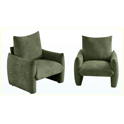 Modern Chenille Accent Chair, 34.3" Oversized Single Sofa Armchair with Plush Cushion, Soft Upholstered Reading Chair for Living Room, Small Space & B