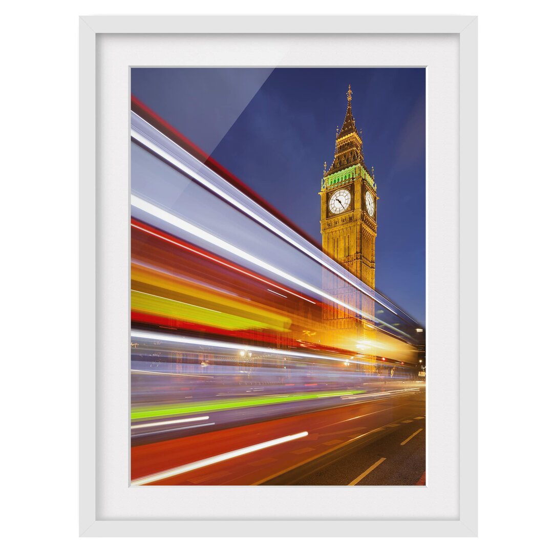 Gerahmter Kunstdruck Traffic in London von Big Ben at Night