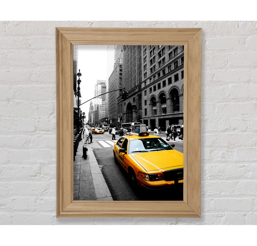 New York City Yellow Taxi Cab auf B N W - Einzelne Bilderrahmen Kunstdrucke