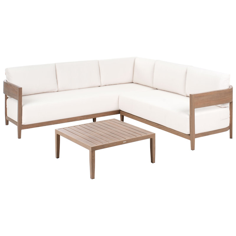 Garden Corner Sofa with Table 5 Seater SAMPIERI Left Hand Metal, Brown