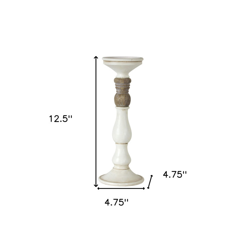 Set of Three Ivory and Natural Resin Tabletop Pillar Candle Holders