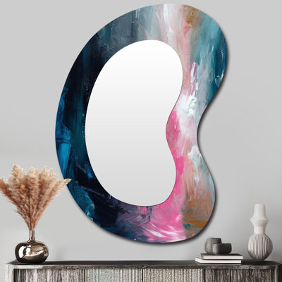 Oasis In Blue And Pink II - Abstract Asymmetrical Modern Large Wall Mirror