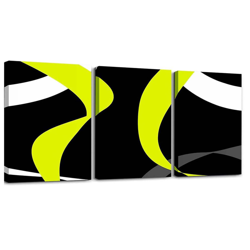3 Piece Wrapped Canvas Print, Green