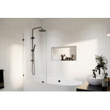 Venus 34 in. x 66.75 in. Frameless Arched Single Fixed Bath Panel