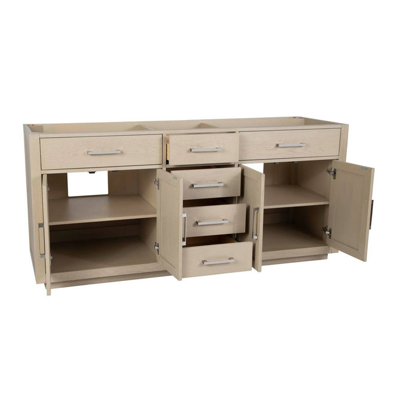Ensemble de meuble-lavabo double 72 po Nahlani, Chêne clair, Blanc