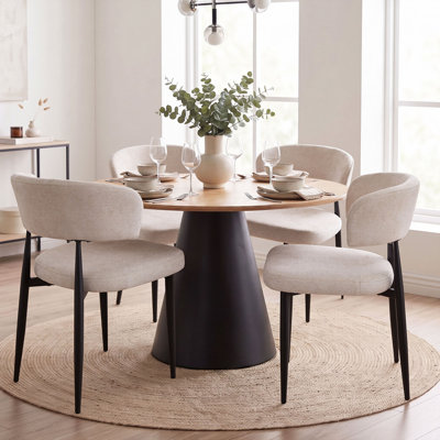 Chaises de salle à manger modernes, dossier incurvé incurvé, faciles à assembler et à nettoyer, idéales pour les repas en famille, les cafés et les petits bars, ensemble de 4