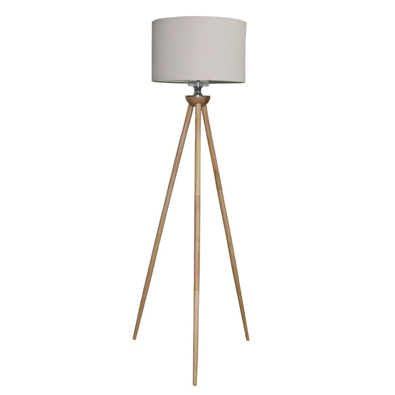 Lampe sur pied à rayures en bois Lirios