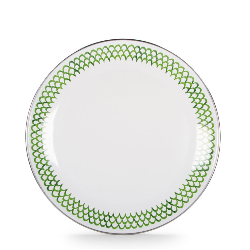Set of 4 Green Scallop Dinner Plates