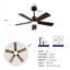 Ventilateur de plafond intérieur / extérieur intelligent 42 po avec lumière, 6 pales double finition noire / noyer, télécommande, DEL à intensité variable, moteur à courant continu silencieux à 6 vitesses, réversible