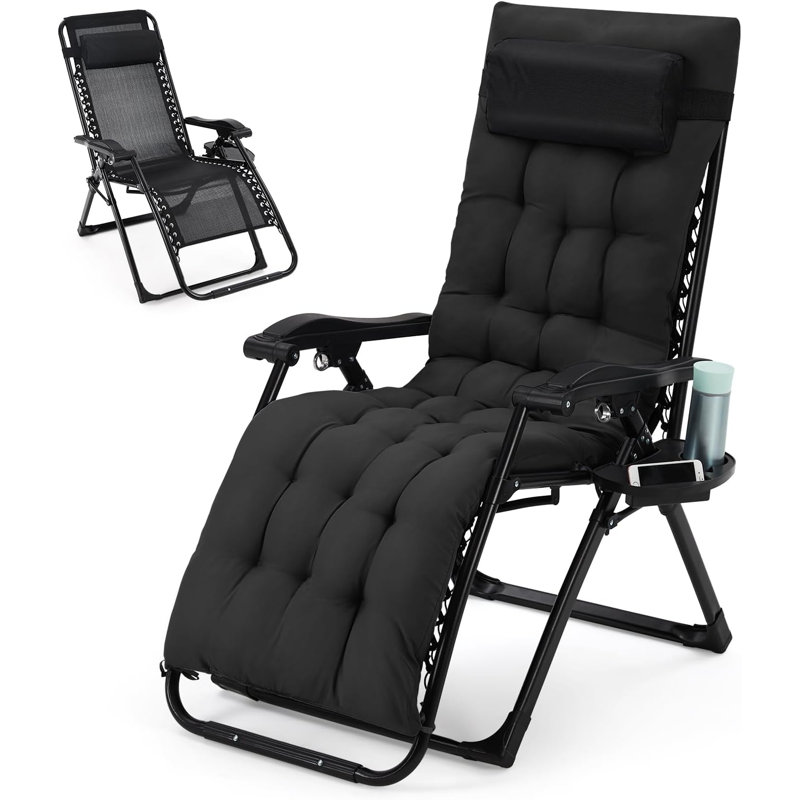 Fauteuil zéro gravité, fauteuil rembourré, fauteuil inclinable avec coussin et appui-tête amovibles, serrure améliorée et porte-gobelet
