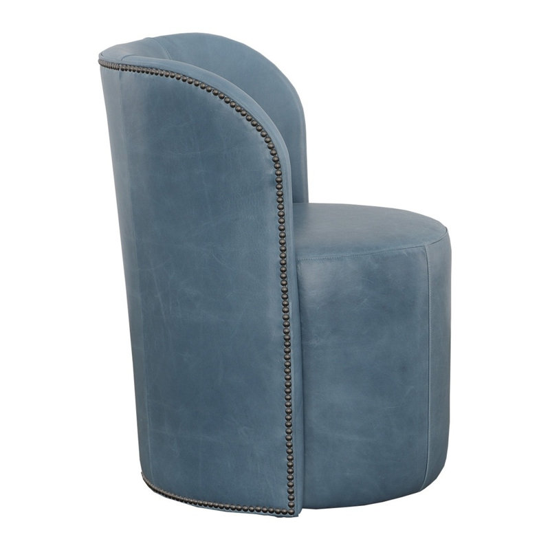 Socrates Leather Barrel Back Dining Chair, Casters, 1115 Saddle