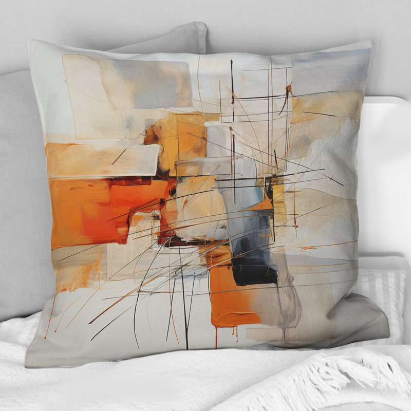 Orange gris, dessin au trait, expressionnisme abstrait - Dessin au trait imprimé