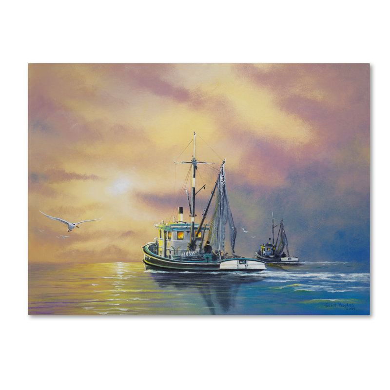 « working on the water », reproduction d’impression sur toile tendue, H 18 po x l 24 po