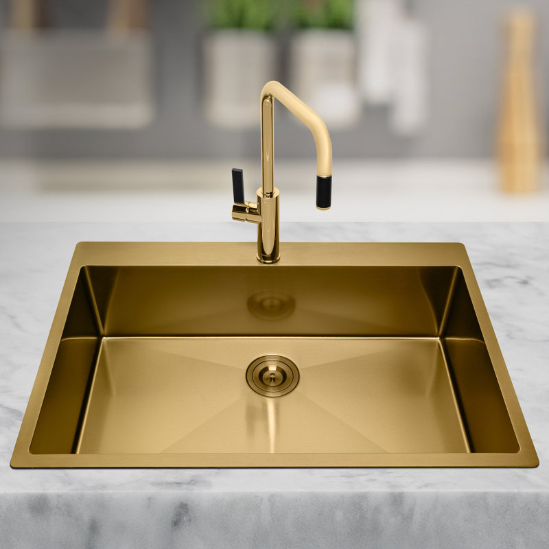 Maestro Bath Italia Pull Out Kitchen Faucet, Polished Gold