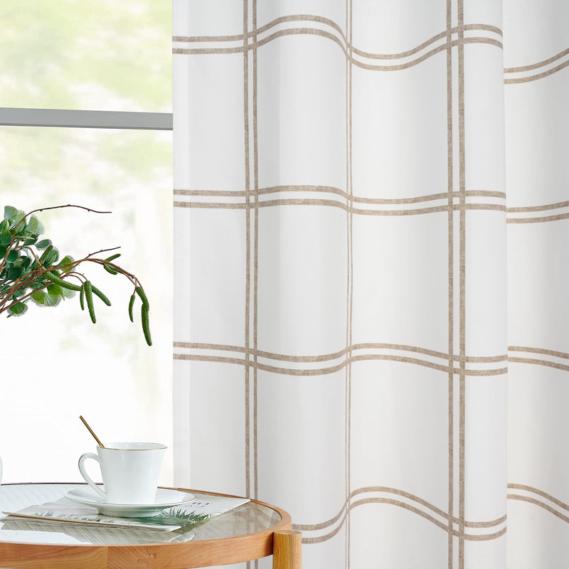 Chinani Semi Sheer Curtain Pair, 52" W x 84" L, Khaki