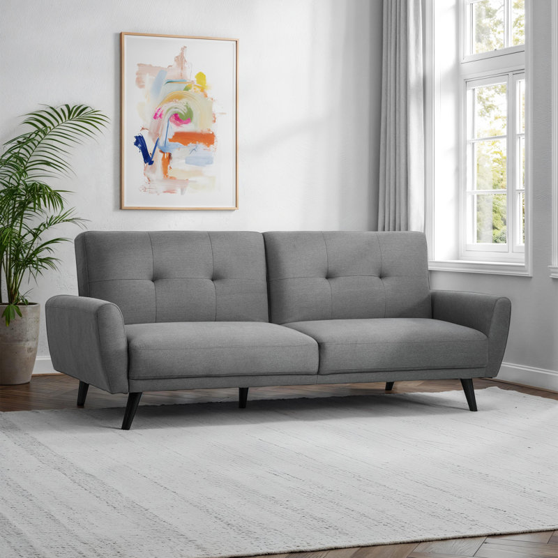 Bostrom Full / Double 221cm Upholstered Convertible Sofa, Grey, Velvet