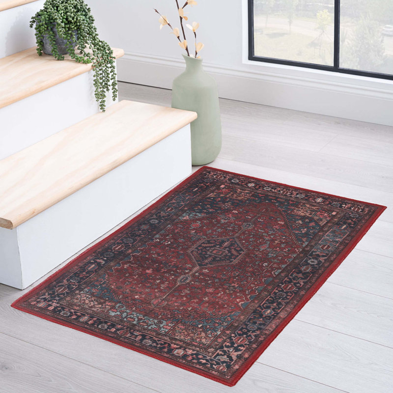 Tapis d'intérieur lavable à la machine Abhisek, Rectangle 3 pi x 5 pi