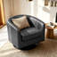 Fauteuil demi-tonneau pivotant en similicuir noir Applewold avec base en bois massif-633850635