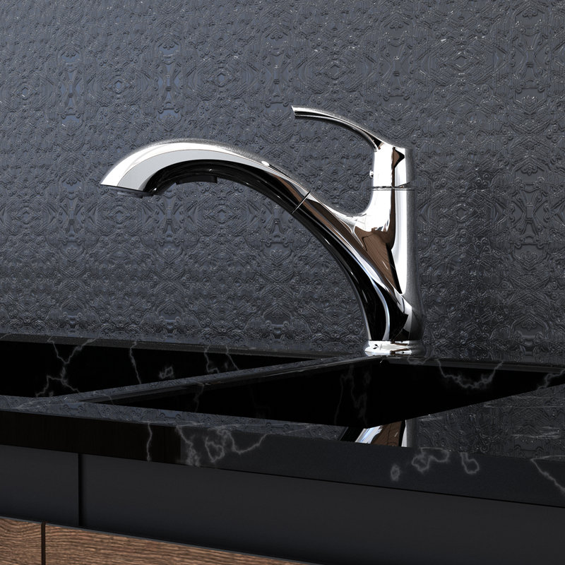 Polished Chrome Single Handle Pull-Out Kitchen Faucet