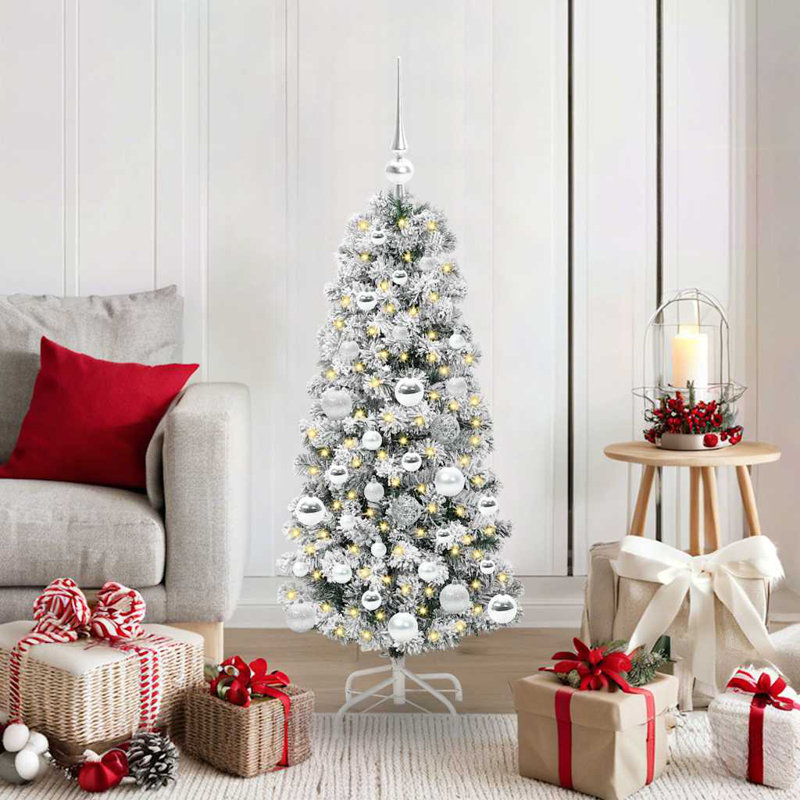 Artificial Hinged Christmas Tree Green and white, 3.94 ft