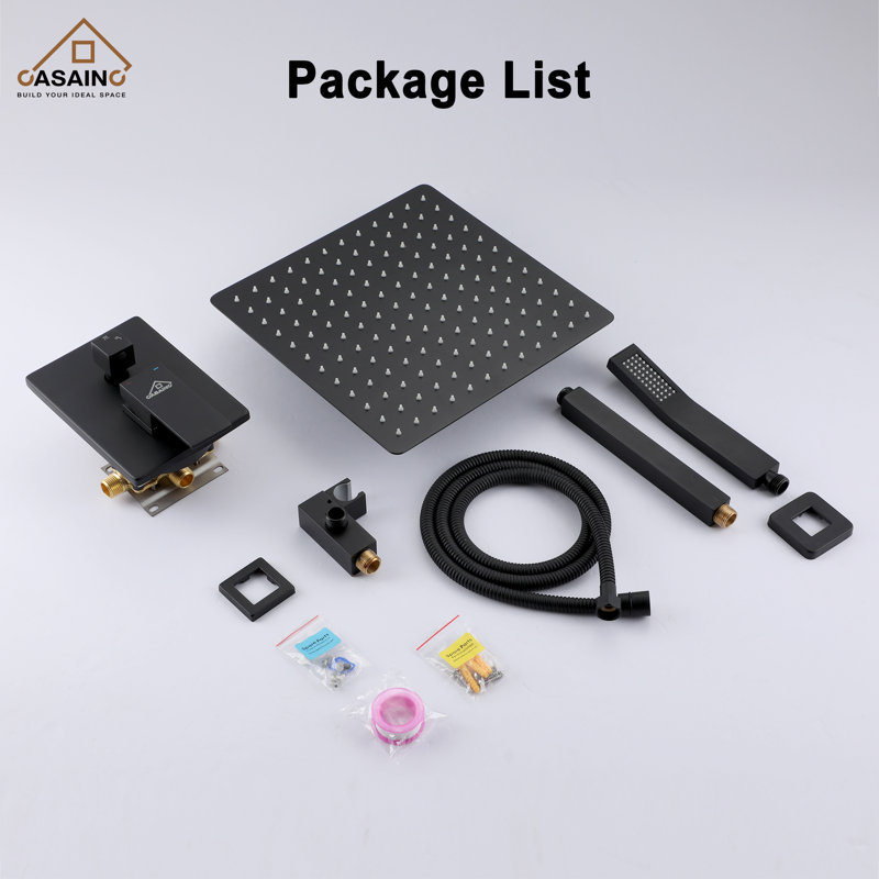Matte Black Dual Shower Head System with Handheld and Rainfall