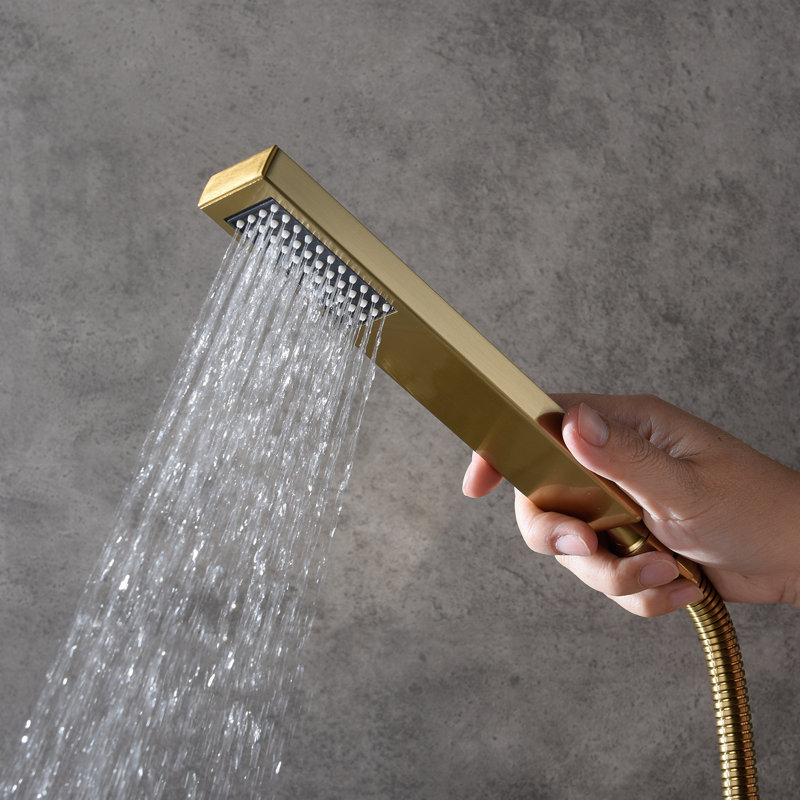 Robinet de baignoire romaine à 3 poignées à fixation sur le comptoir, Or brossé