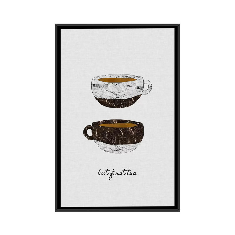 « mais first tea », impression sur toile, H 26 po x l 18 po x P 1,5 po, Toile avec cadre noir, Pas de tapis