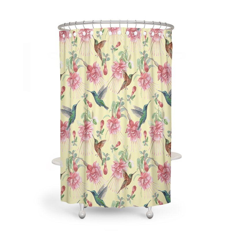 Crochets de rideau de douche floraux simples, H 93 po x l 70 po