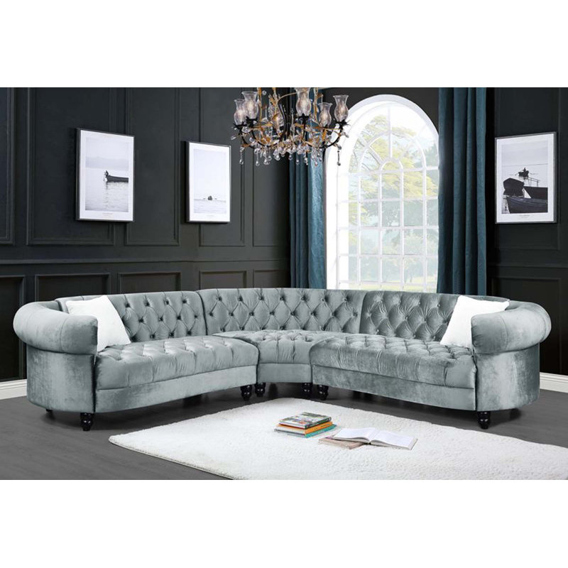 Canapé modulaire Colin en velours bleu clair