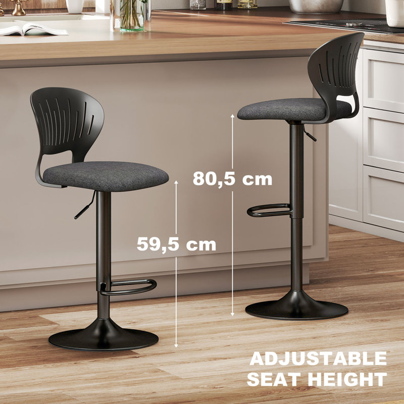 Bar Stools Set of 2, Modern Swivel Counter Height Barstools, Black