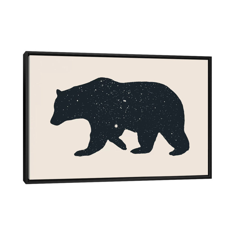 «Bear», impression sur toile tendue, H 18 po x l 26 po x P 1,5 po, Toile avec cadre noir, Pas de tapis