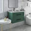 Meuble-lavabo mural simple l 30 po x H 18 po x H 20 po en vert avec plateau en céramique blanche