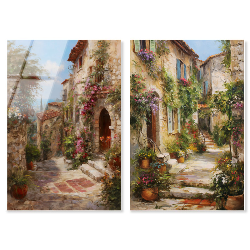 Reproduction acrylique paysage méditerranéen , H 54 po x l 36 po