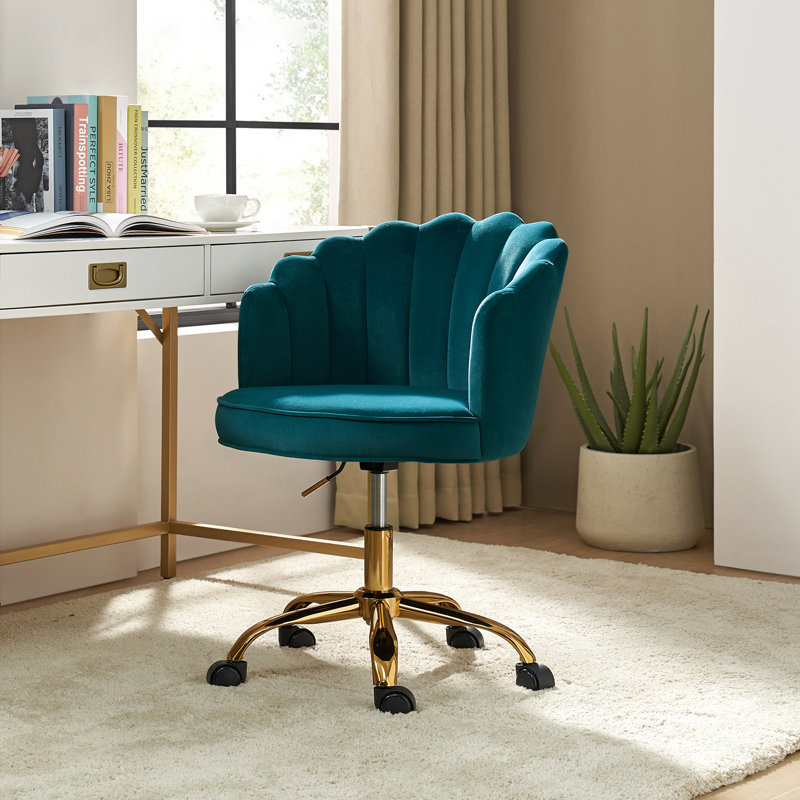Belanda 23'' W Modern Velvet Task Chair with Tufted Back, Teal