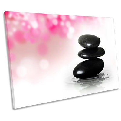 Zen Stones Pink Bathroom 1 Piece Wrapped Canvas Wall Art