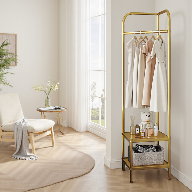 Freestanding 1 - Hook Coat Rack, Gold