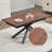 63"–78.7" Extendable Rectangular Dining Table with Self-Storing Leaf, Walnut Brown and Black