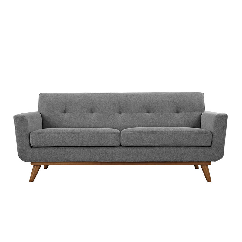 Causeuse rembourrée et revêtue de tissu Engage de Modway, Velours performance gris