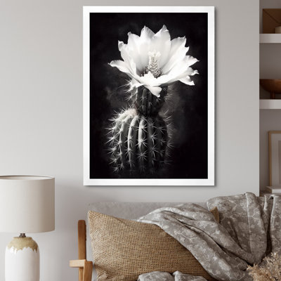 Cactus noir et noir, collage minimal - art mural sur toile florale