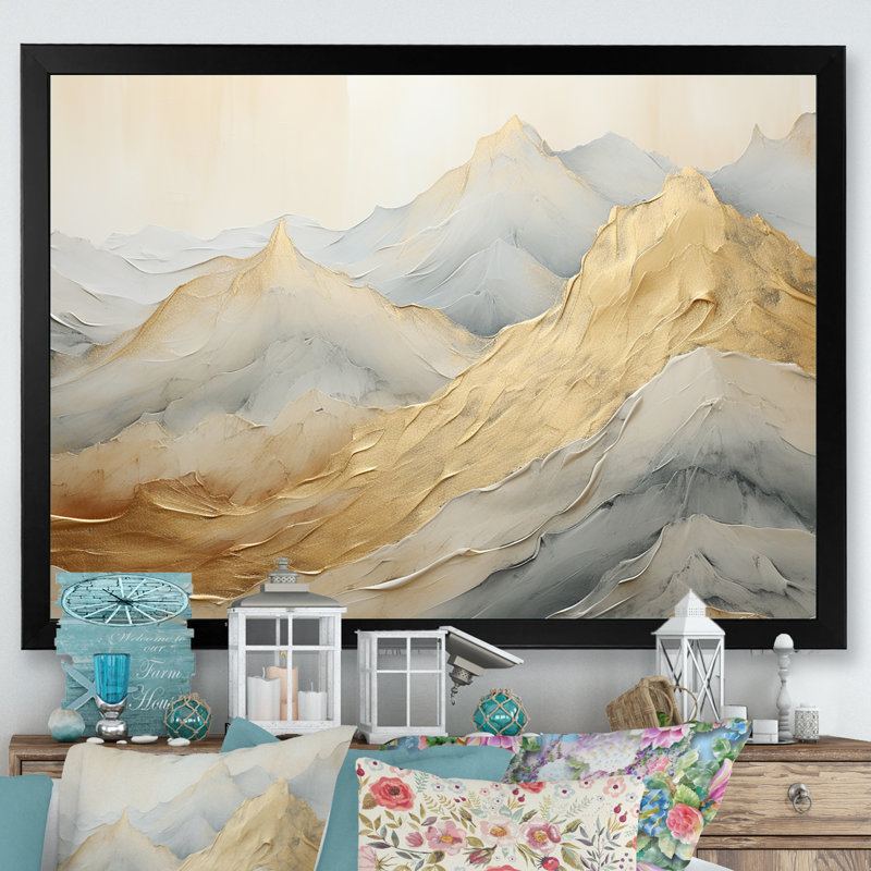 Alpine Mountain Harmony sur impression sur toile, Cadre simple noir, 16" H x 32" W x 1" D