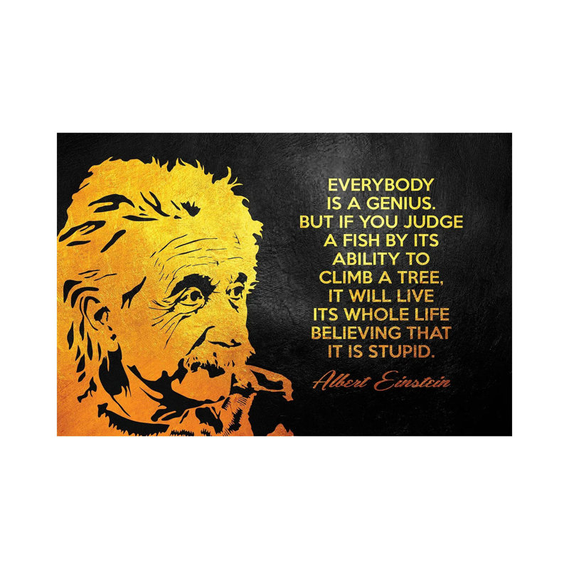 Albert Einstein Genius Quote by Adrian Baldovino - Wrapped Canvas Print, 66.04 cm H x 45.72 cm W x 1.91 cm D