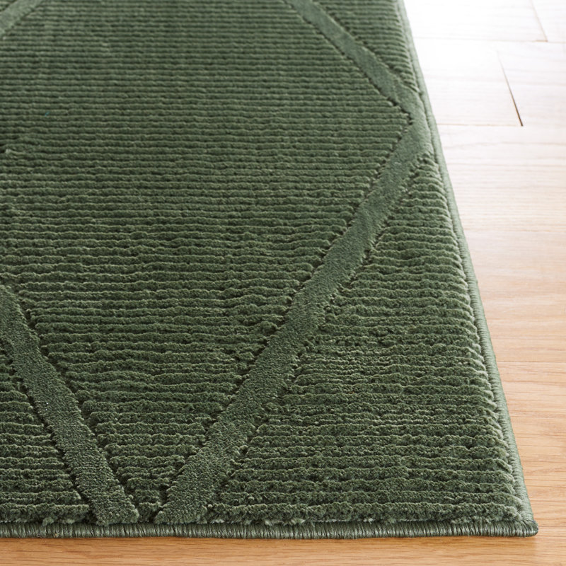 Revive Geometric Area Rug In Green, Square 201 cm