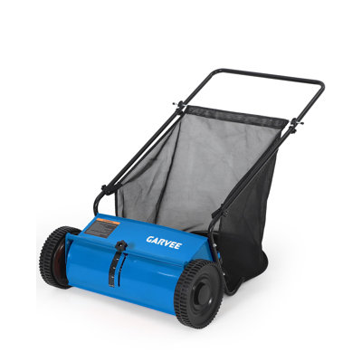 21" Push Lawn Sweeper, 6 Cu. Ft. Large-Capacity Leaf & Grass Collector with Adjustable Brush Height, Spinning Brushes & Heavy-Duty Carbon Steel Frame for Lawn, Patio & Driveway