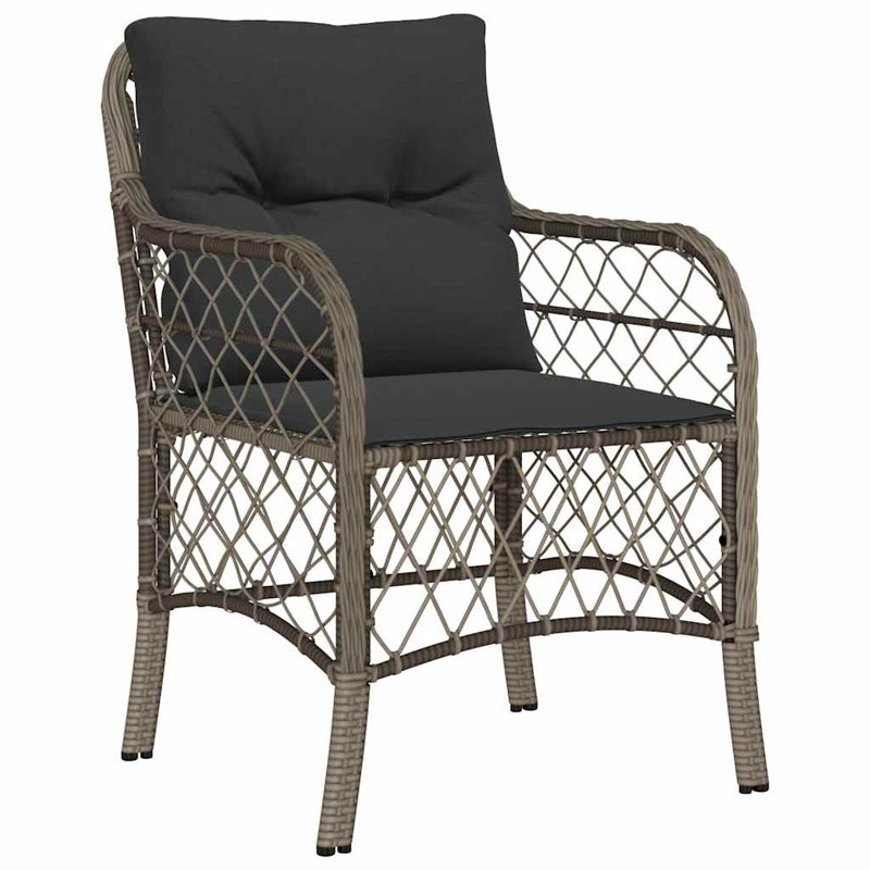 Ensemble de salle à manger de jardin gris, gris foncé, Gris, Gris foncé